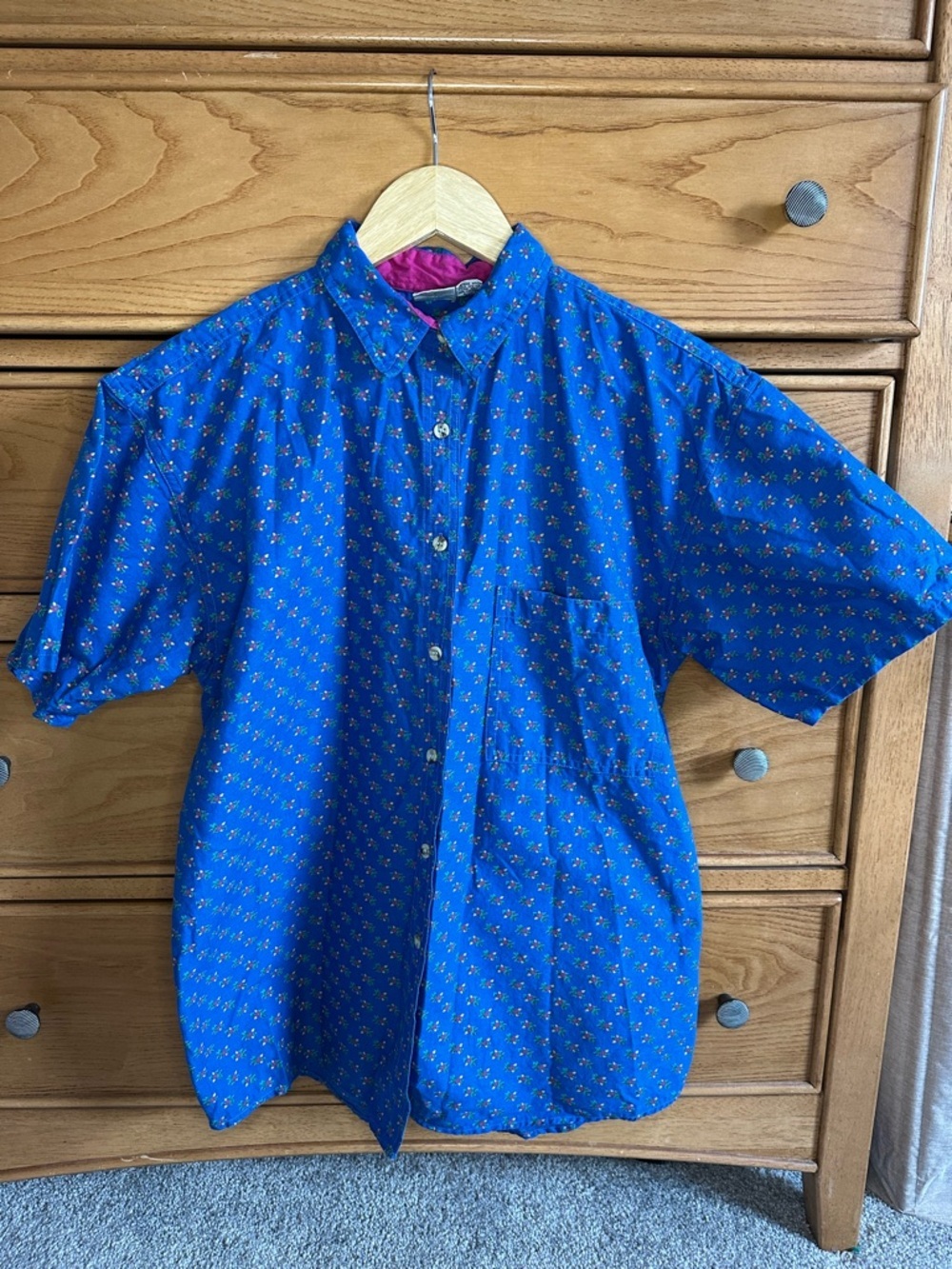 Vintage Sudden Impact Womens Button Down Short Sleeve Shirt Size Medium Cotton